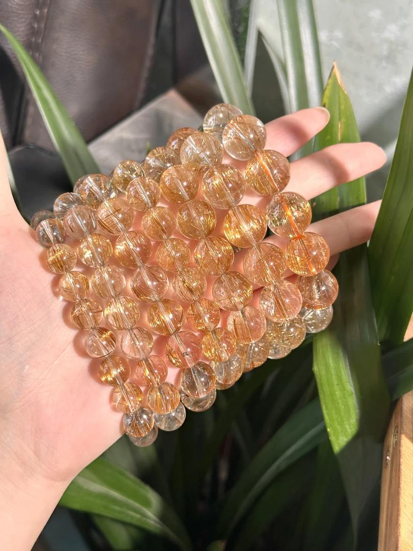 F220 天然高货【收藏级】顺发金发晶手串 多样性发其一