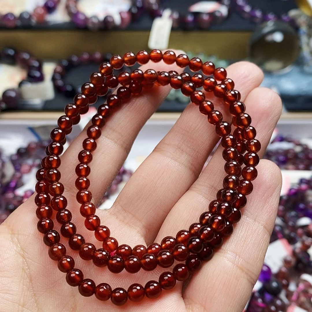 未镶嵌手链水晶石榴石多圈4m+