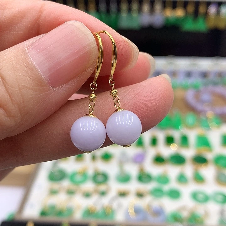 翡翠18K金镶嵌耳饰