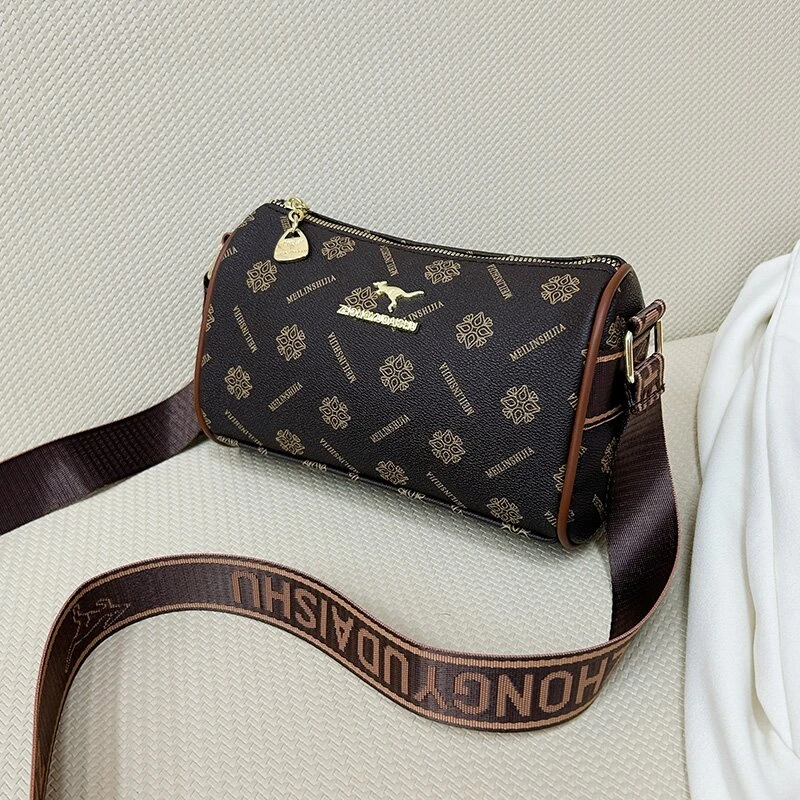 新款时尚百搭潮流女包单肩斜挎包6695棕