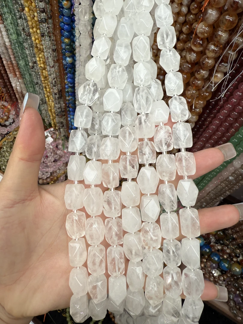 天然白水晶 随型    约12*15mm     珠宝半成品散珠DIY批发