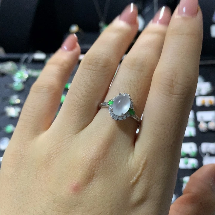 翡翠银S925镶嵌戒指