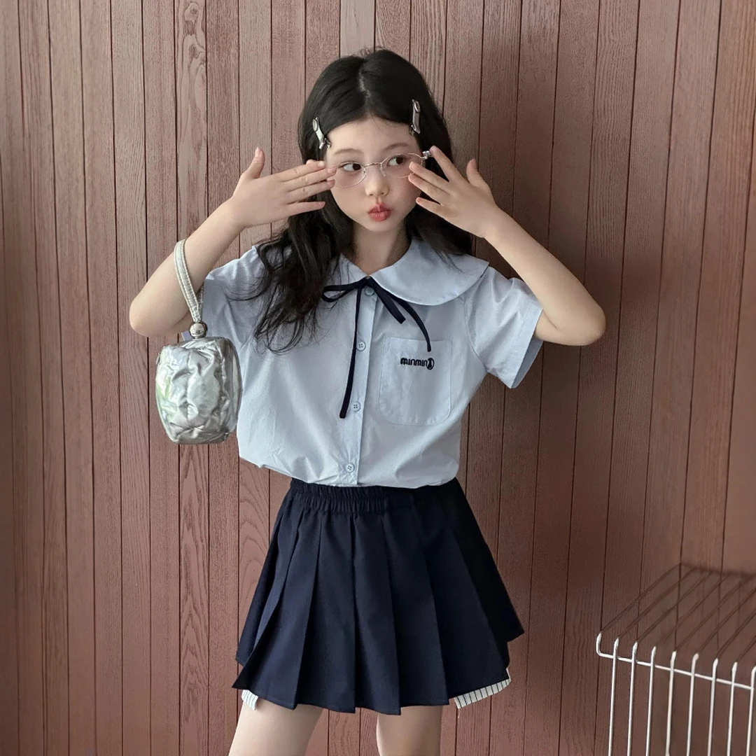 女童学院风日系jk套装夏季儿童制服韩版百褶裙女孩短袖衬衫两件套