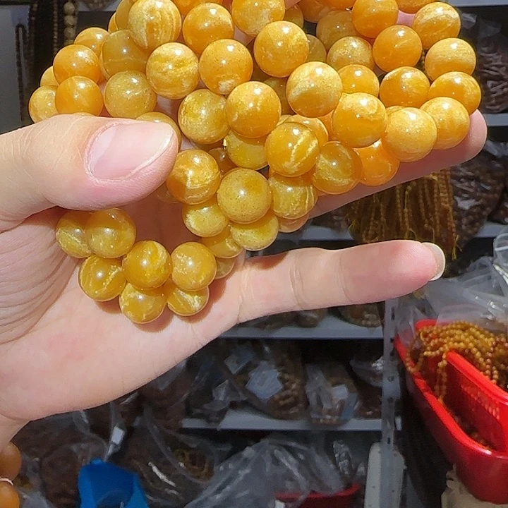 琥珀未镶嵌手链13黄妖花手串多样性发其一