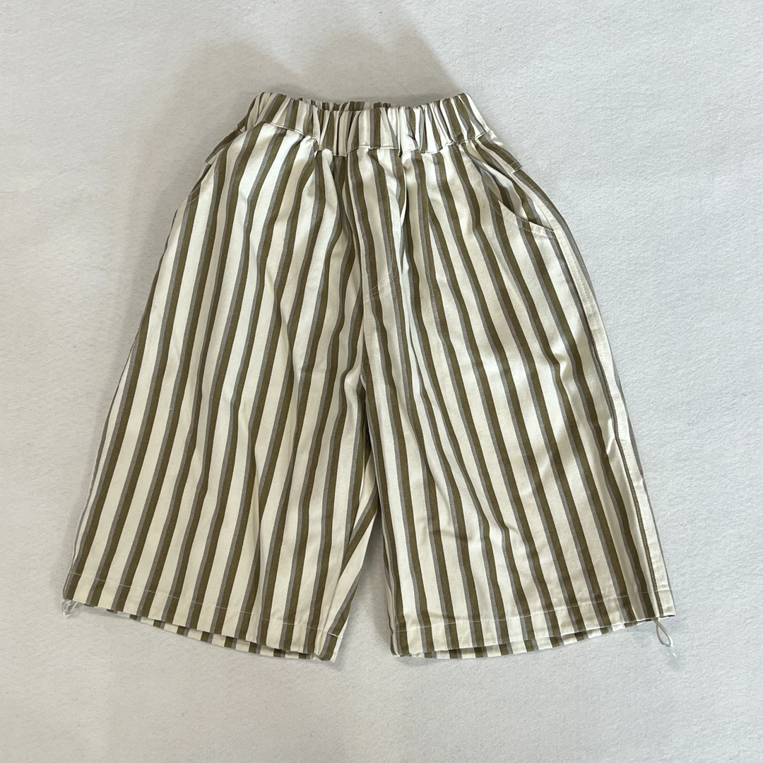 中大童夏季新款时尚棉布七分裤儿童韩版条纹休闲裤