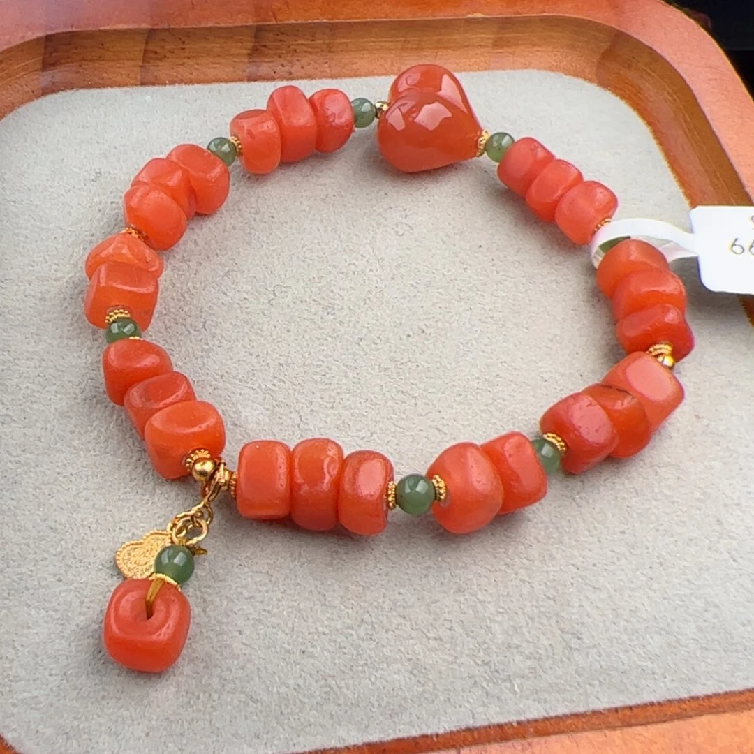 南红玛瑙未镶嵌（藏扣手串7-8mm）