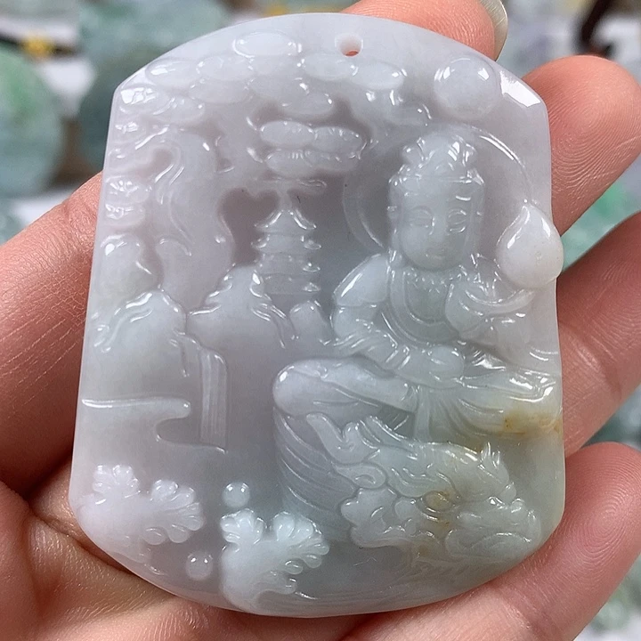 翡翠未镶嵌颈饰山水玉龙观音福利