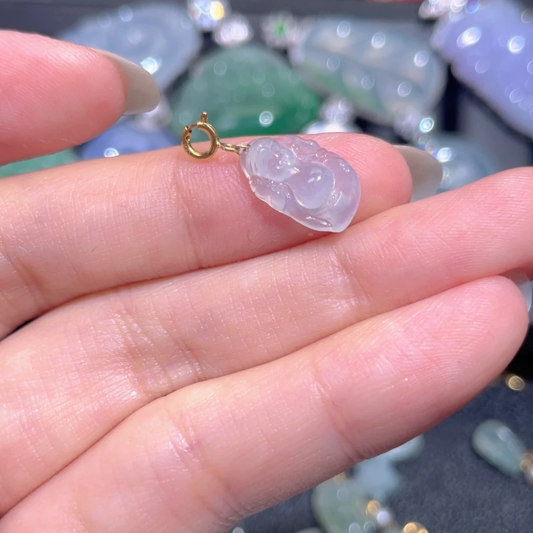 颈饰18K金镶嵌翡翠翡翠