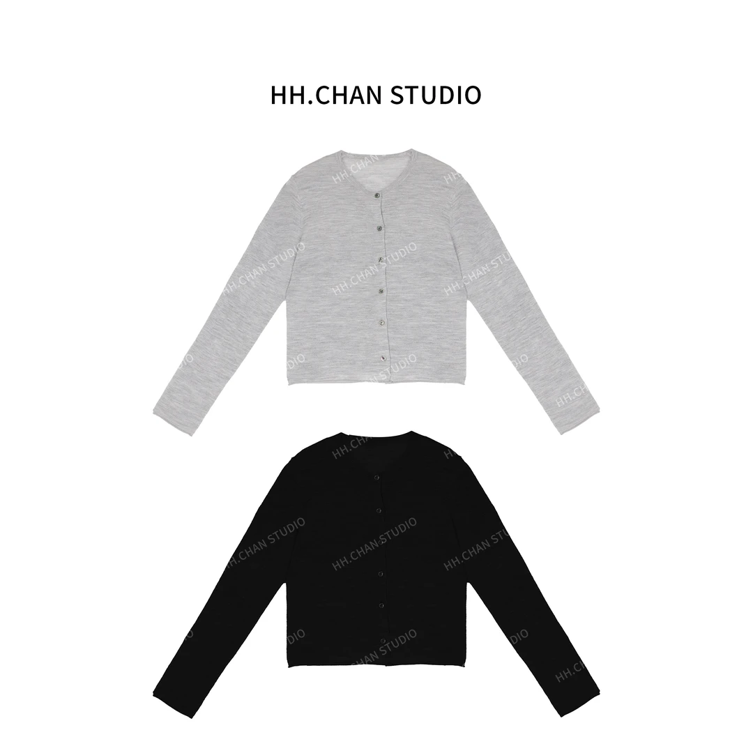 HH.CHAN“知识分子”100%新奥羊毛超舒柔纯色修身百搭显瘦薄开衫