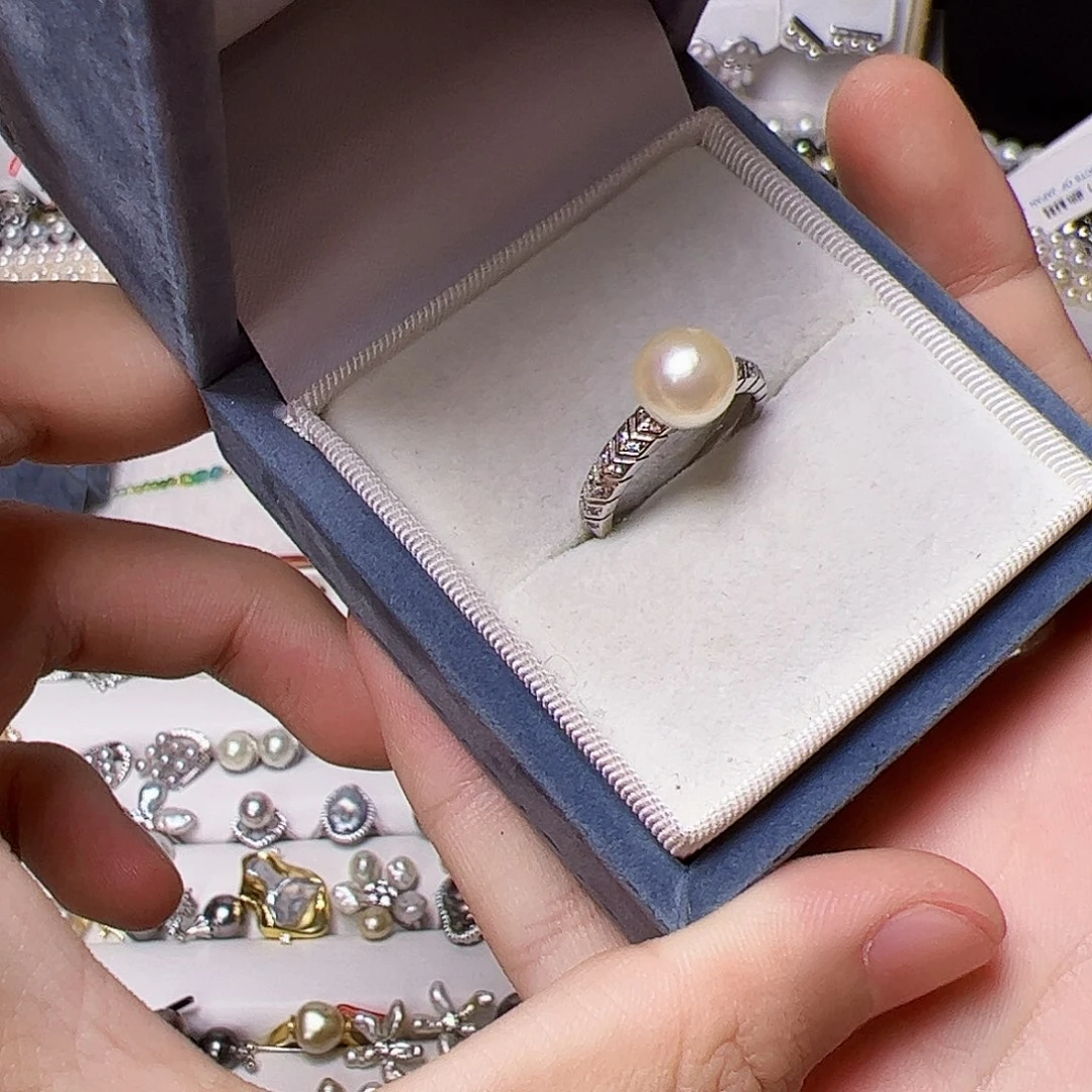 海水珍珠戒指银S925镶嵌