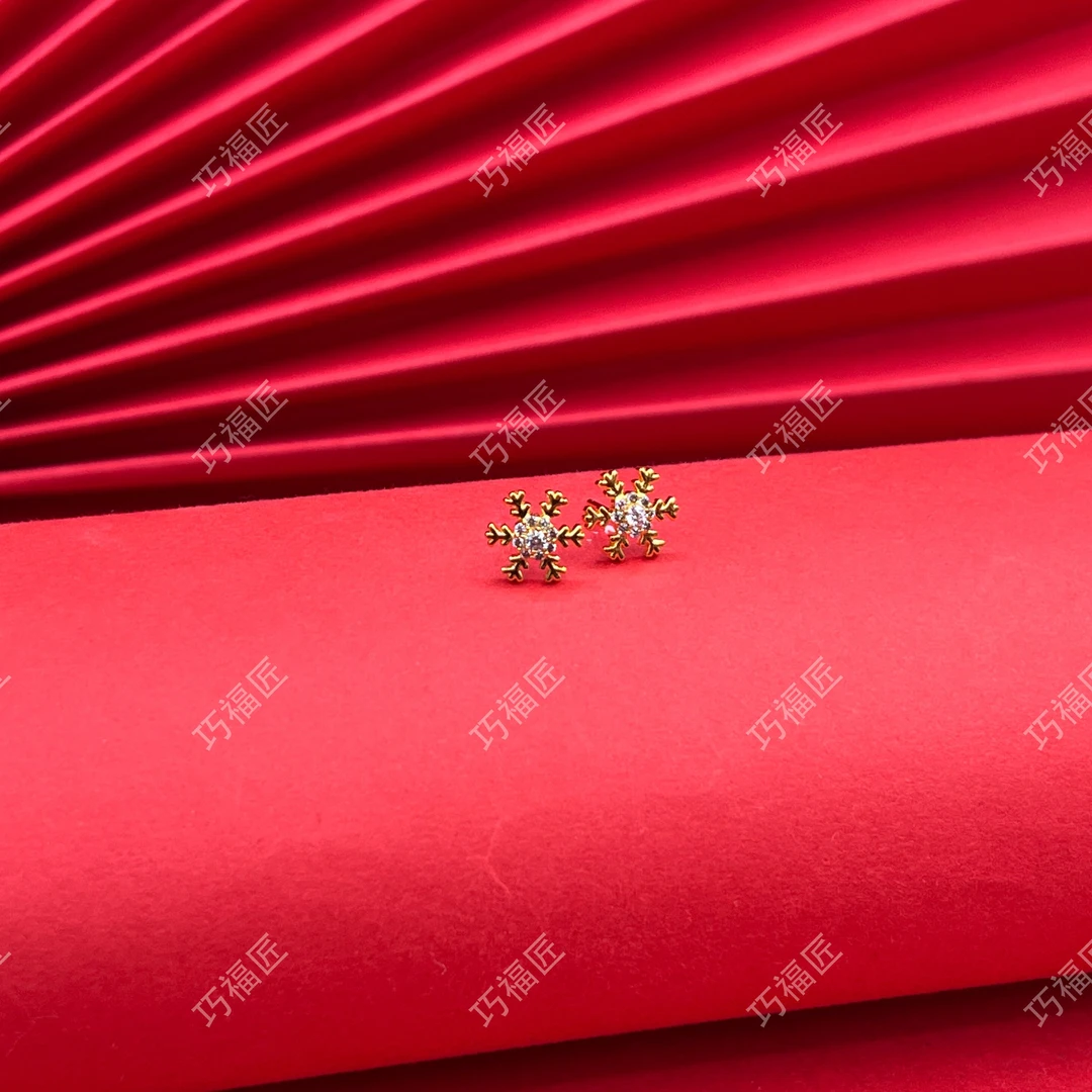 足银耳饰 雪花耳钉迷你气质百搭精美简约仙女轻奢国风精致经典
