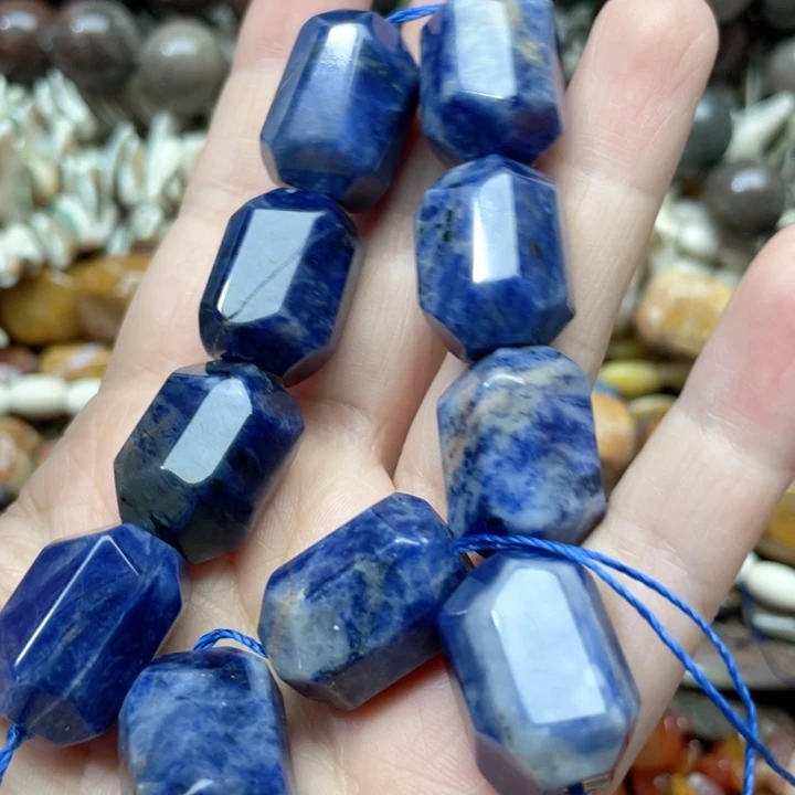 玛瑙/玉髓合金珠宝半成品2颗14x2.0蓝纹桶珠