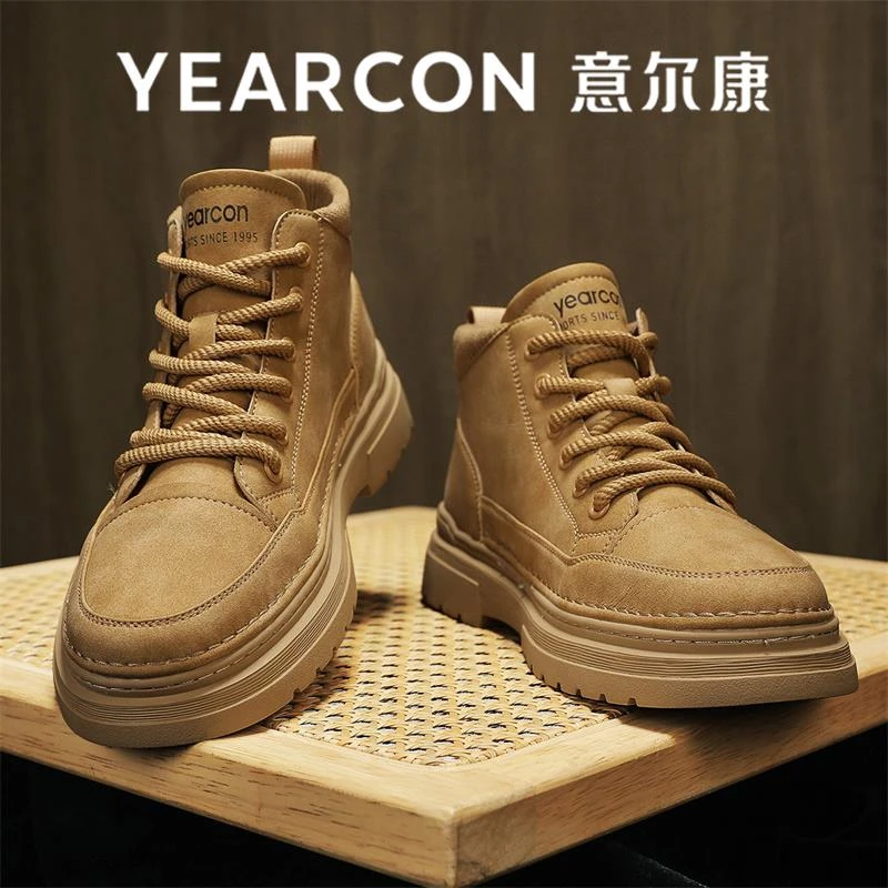 意尔康正品马丁靴男款秋冬季男靴高帮2025新款英伦风厚底工装皮靴