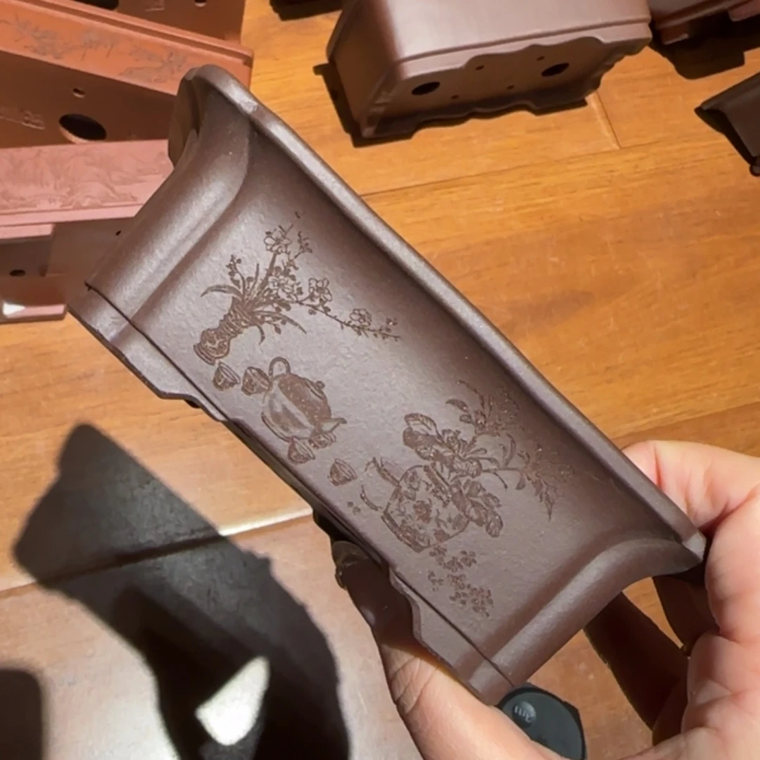 紫砂花盆半手工制作