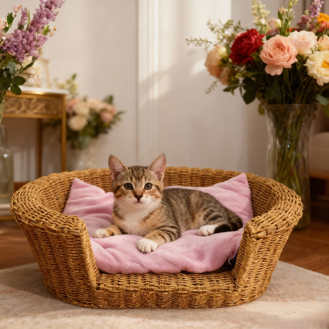 MW21大平层猫窝藤编宠物窝设计全身可水洗别墅PP藤条猫窝四季通用