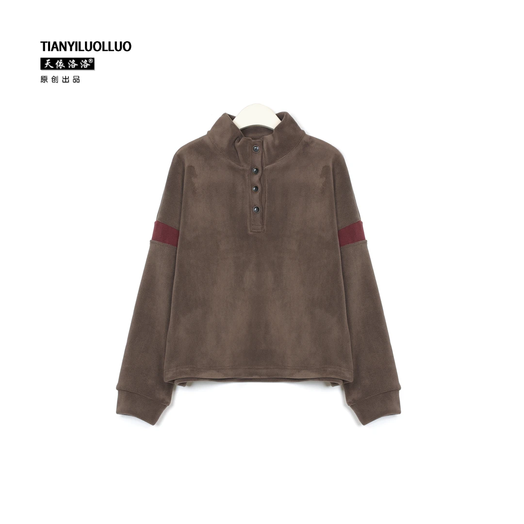 【天依洛洛】2565 C 奥粒绒休闲时尚百搭半高领多后卫衣