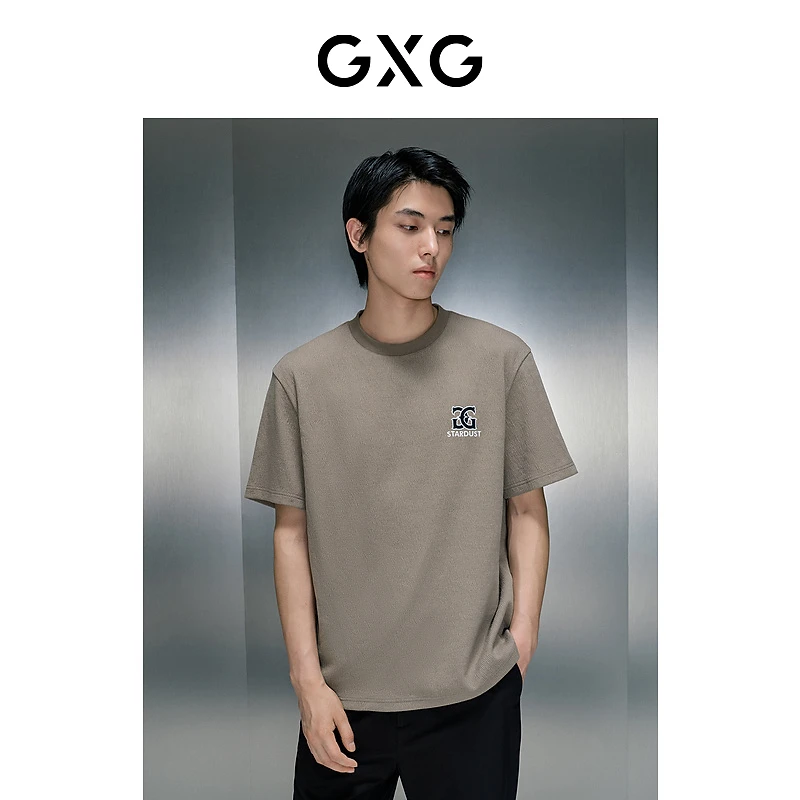 GXG男装 双色时尚潮流圆领短袖T恤 2023年夏季新品#GED14419422