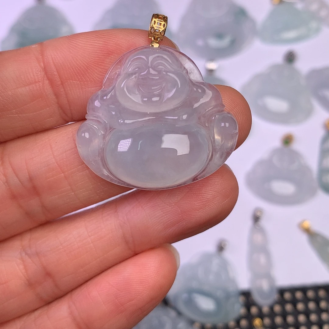 翡翠18K金镶嵌颈饰缅甸翡翠A货