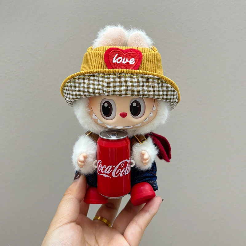 仅娃衣不拆可乐labubu娃衣可口可乐搪胶毛绒公仔拉布布衣服挂件