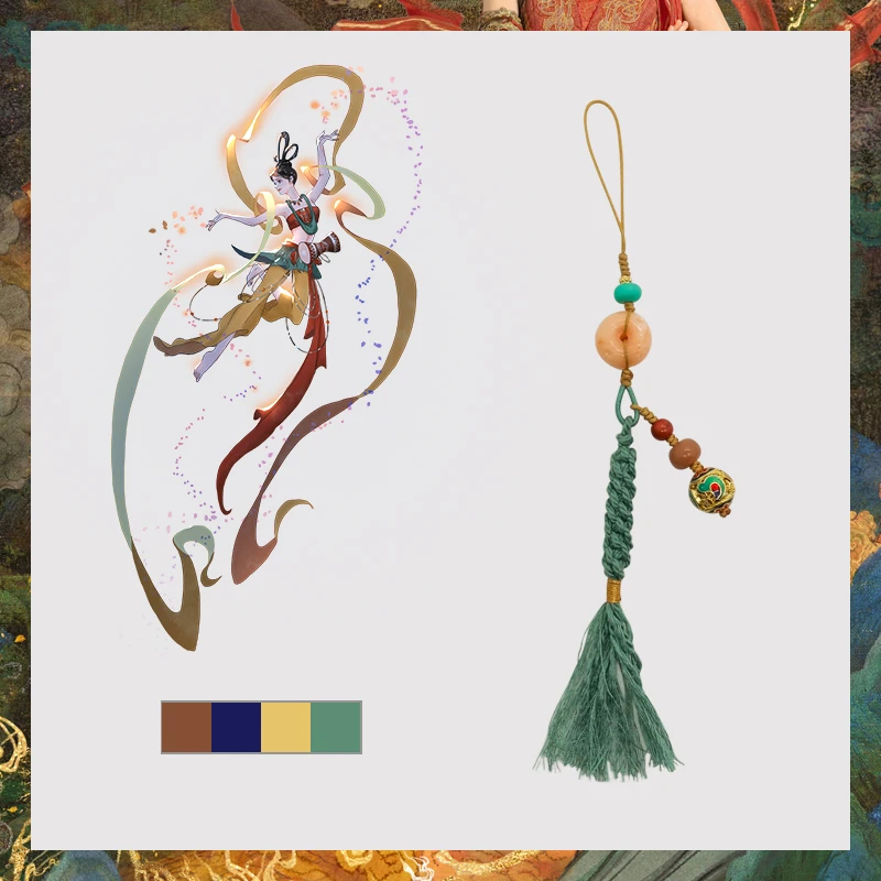 合金布艺吊坠 原创设计复古国风手机挂绳民族苏手机链8560-04