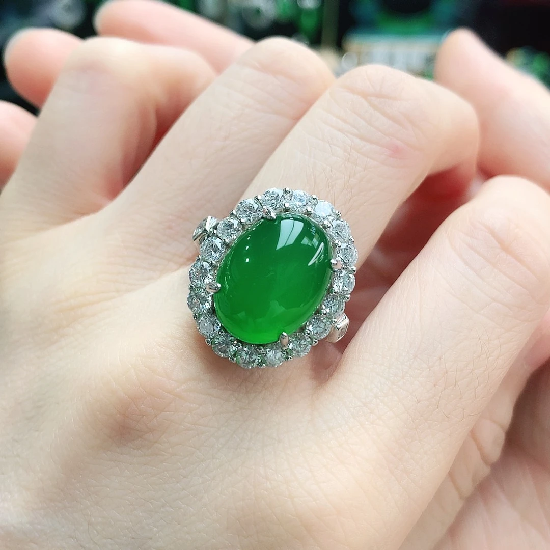 玛瑙/玉髓戒指银S925镶嵌