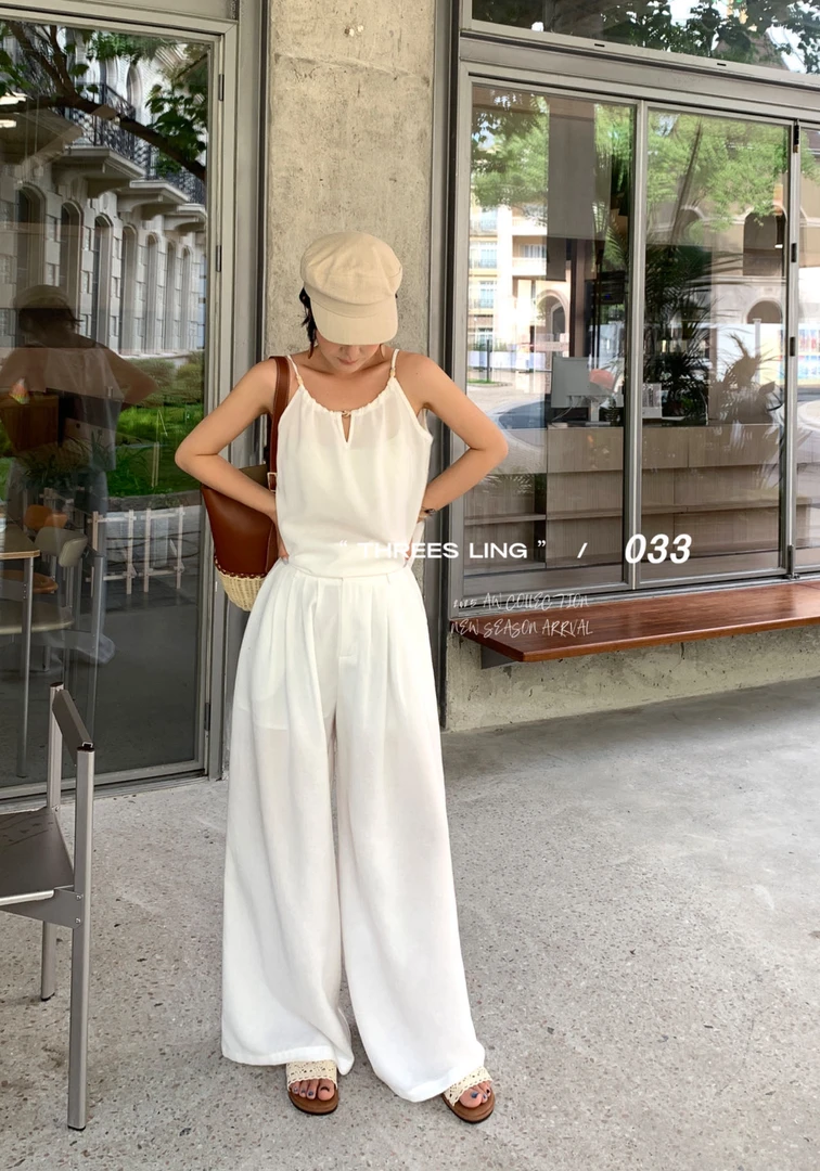 福秒-老钱慵懒感、休闲轻薄阔腿长裤（03R352#）033