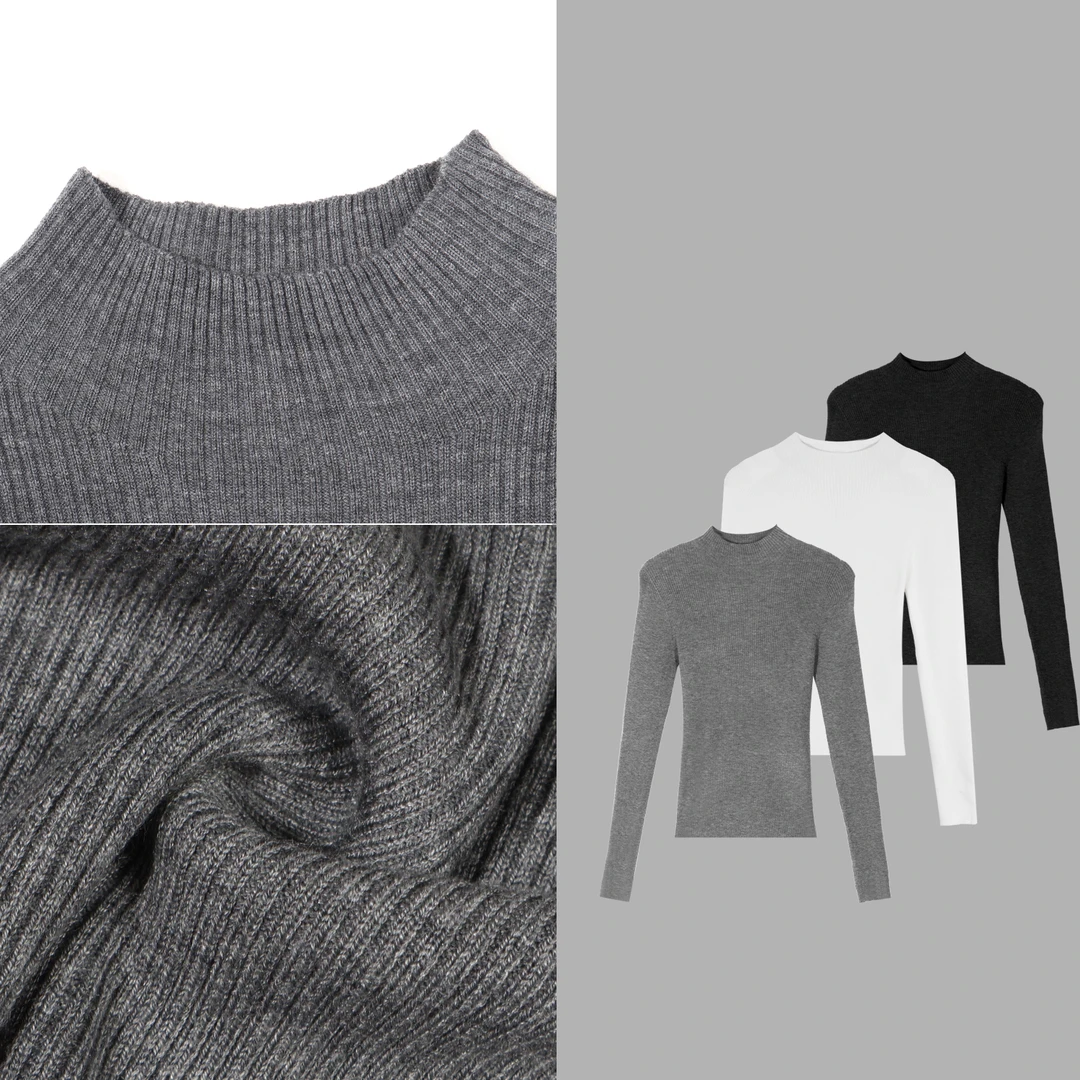 凯特丝蓓3359#三色！细支圆领针织百搭打底衫套头女