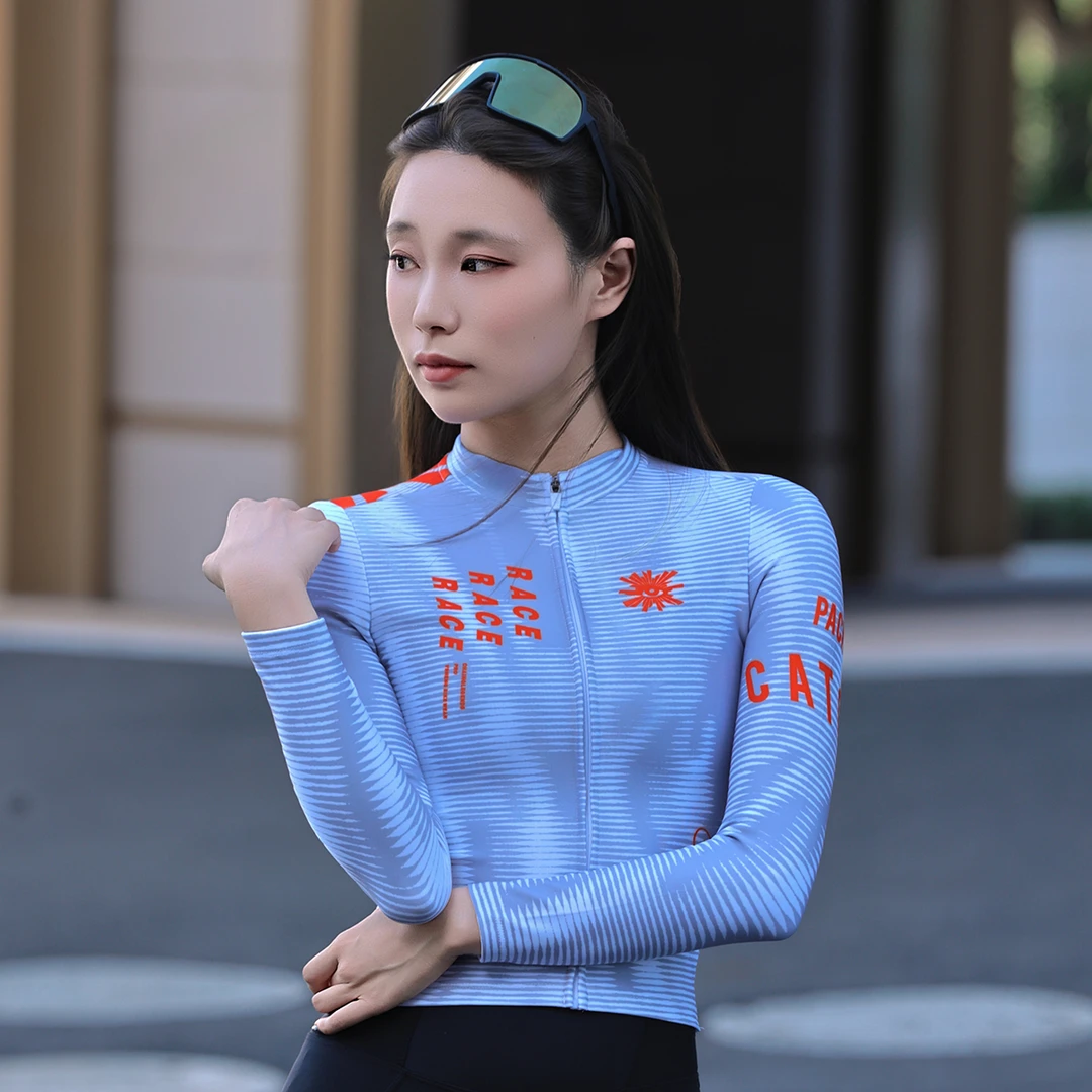 H7「秋季新品-女款男士薄绒」守护之眼春秋骑行服速干透气长袖紧身