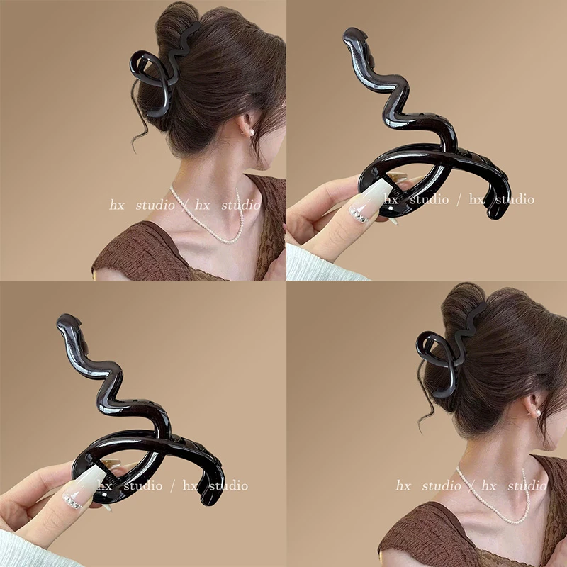 亚克力波浪气质抓夹女2025新款发夹大号发量多鲨鱼夹后脑勺夹子