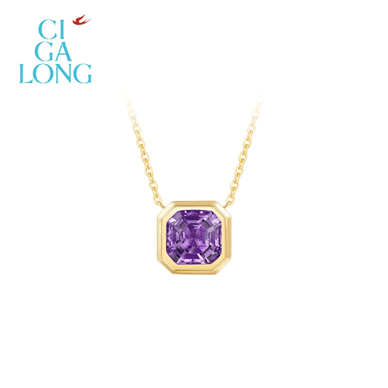 CIGALONG窗格纹桔梗紫项链/戒指/耳钉