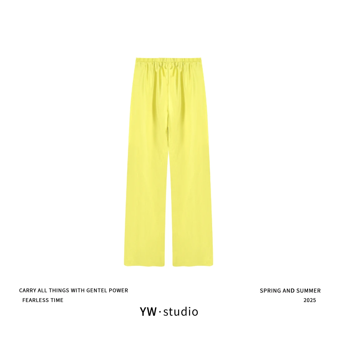 YUWEI/定制 春夏松紧腰 斜裁75%醋酸垂感长裤 CYP25018