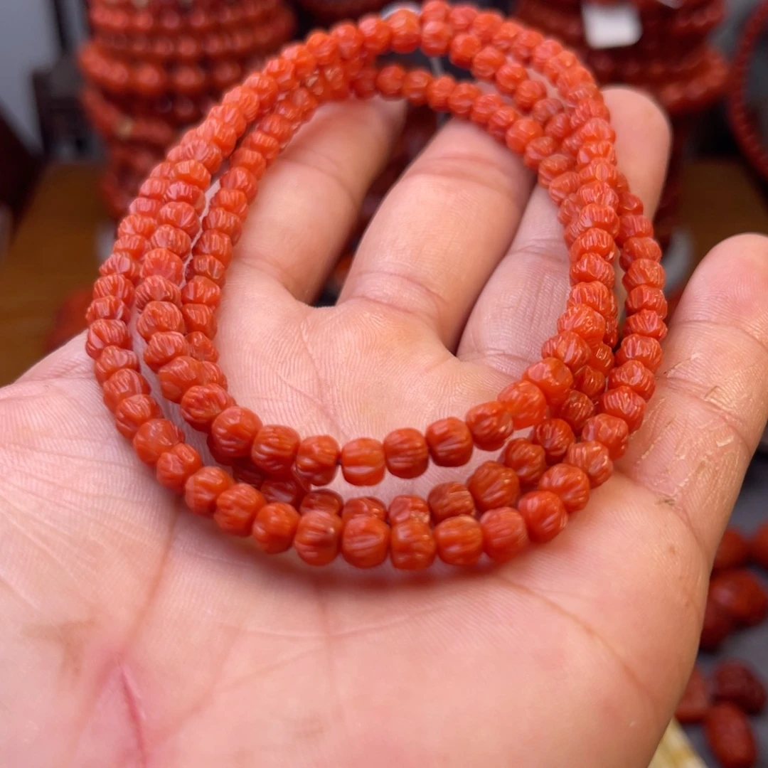 南红玛瑙保山精工百香籽多圈宽卡5.5mm左右未镶嵌