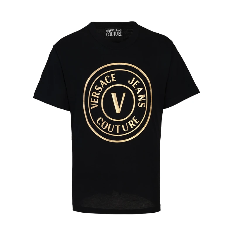 VERSACE/范思哲男士黑色短袖T恤日常休闲百搭圆领宽松12312