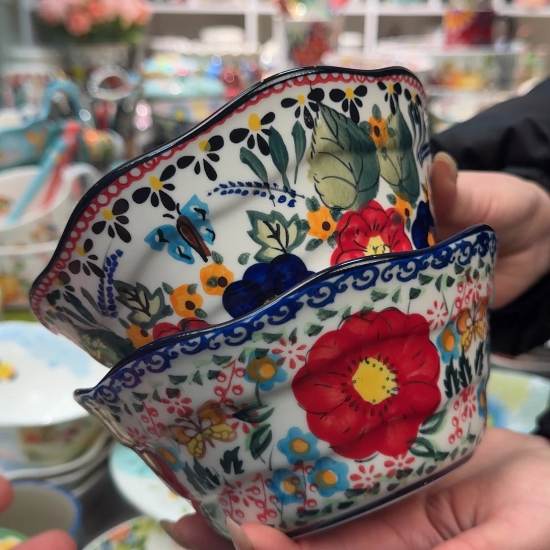 陶瓷6.5英寸斗笠面碗2只，花束➕夏花