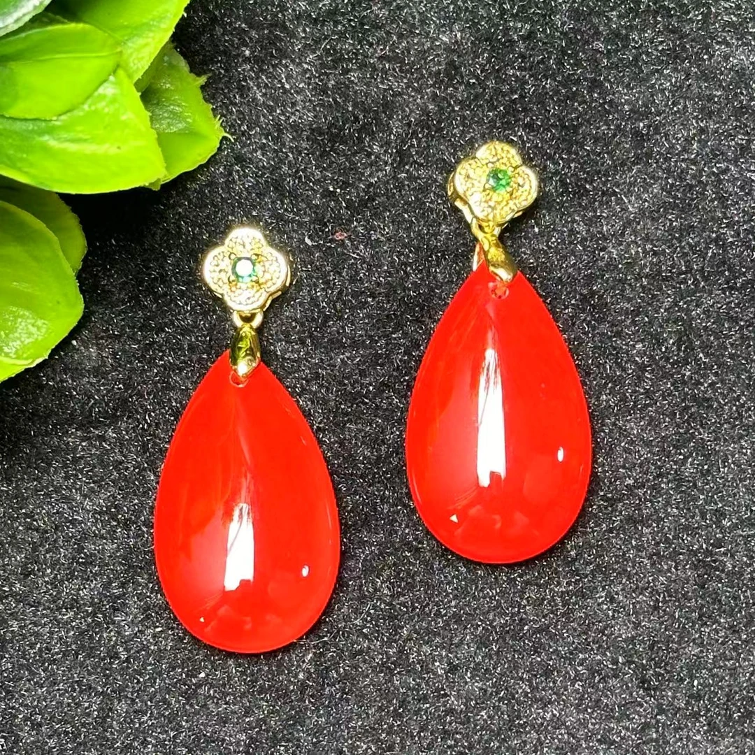 ST7794【福嘟嘟珠宝】深海红咔玛瑙红水滴吊坠-配链-多样性只发一件