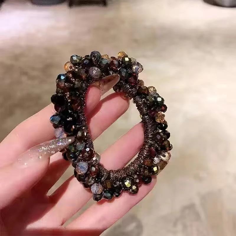 高级感珍珠水晶头绳女气质发绳韩式网红皮筋扎头发圈马尾丸子头饰