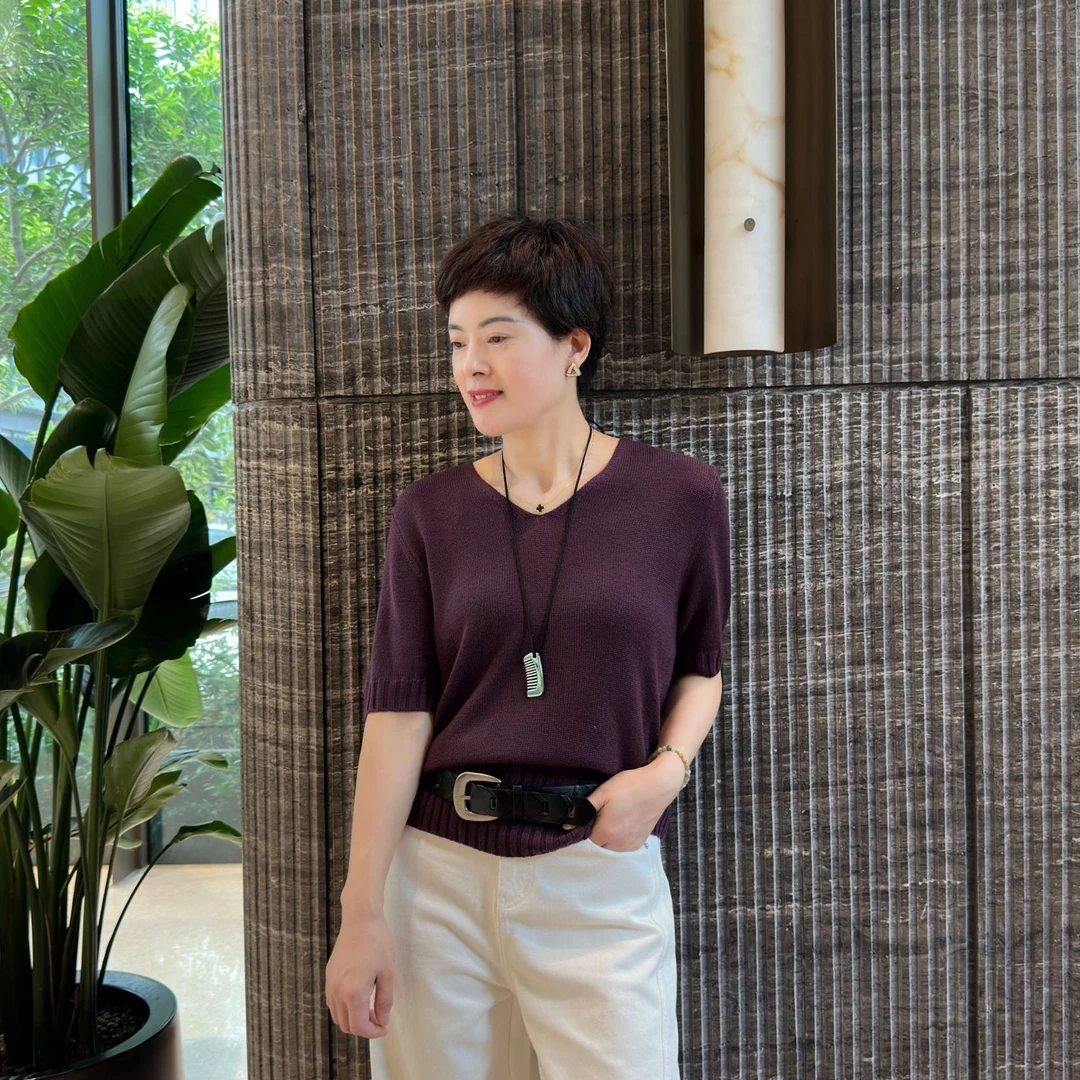 小V领早秋中袖纯色套头毛针织衫百搭简约打底毛衣休闲时尚上衣