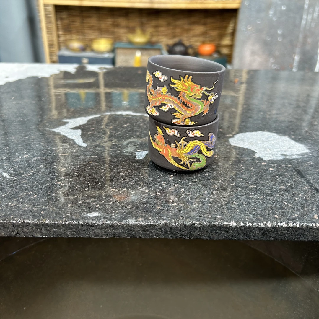 紫砂杯龙凤变色杯（一对)