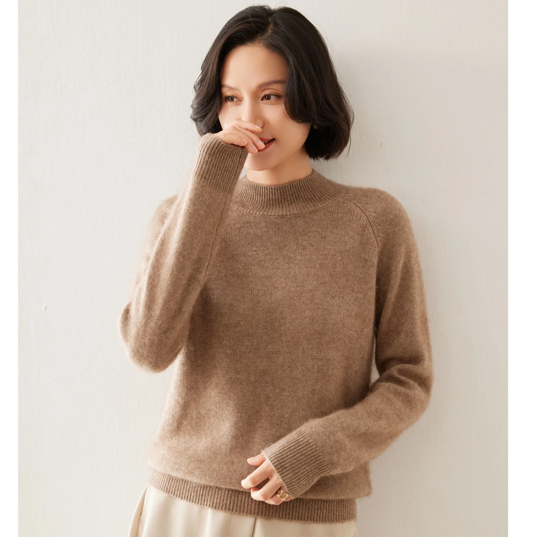 100%纯山羊绒 半高 圆领 高翻软黄金” 软糯暖 加厚高克重贴身舒服