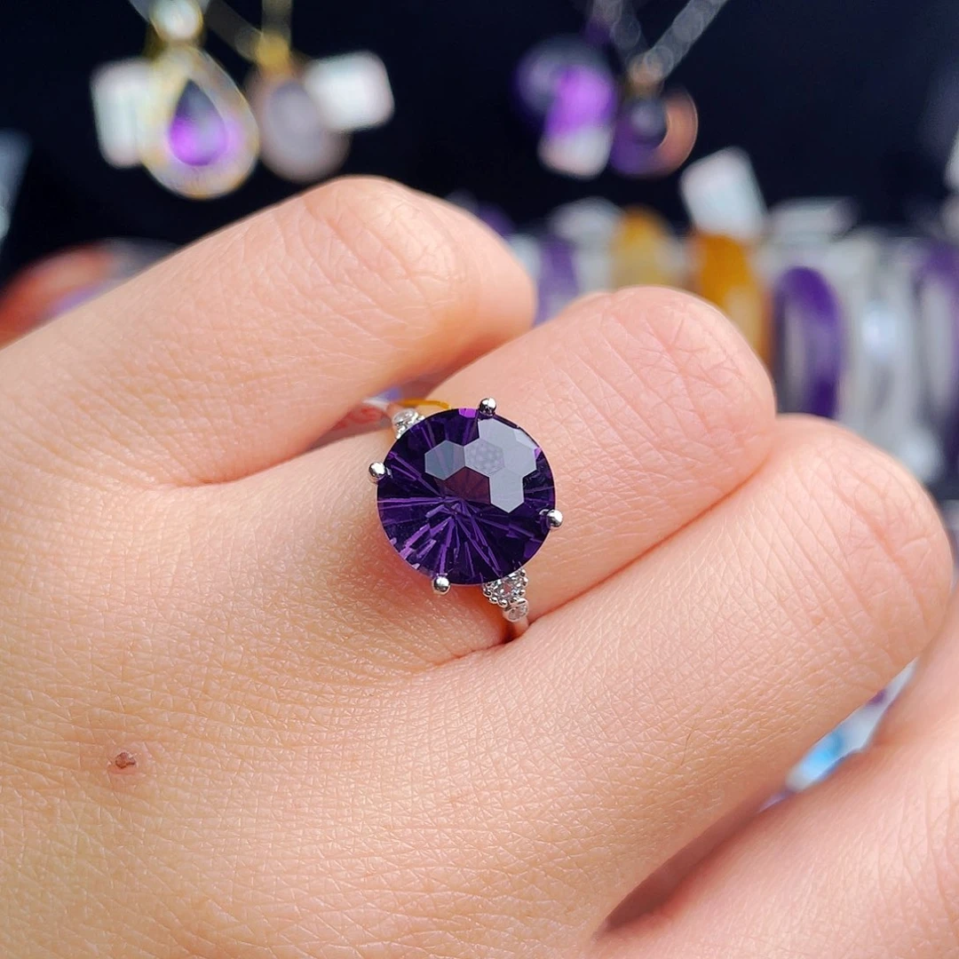 银S925镶嵌戒指紫晶天然保真