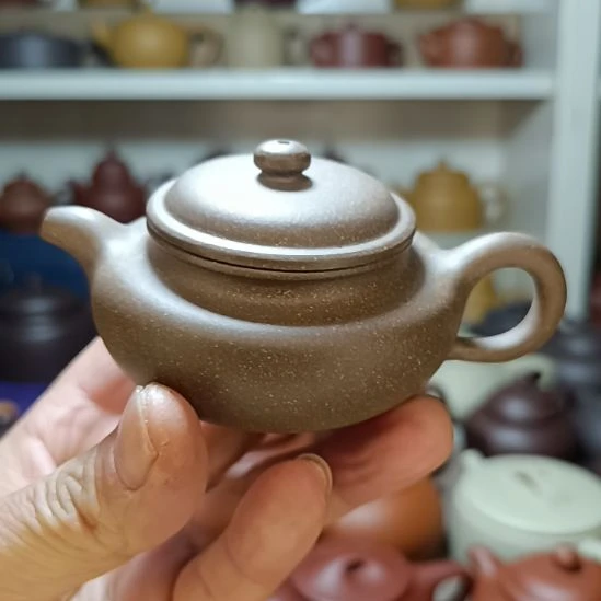 紫砂茶壶32号原矿青灰段仿古130cc半手工