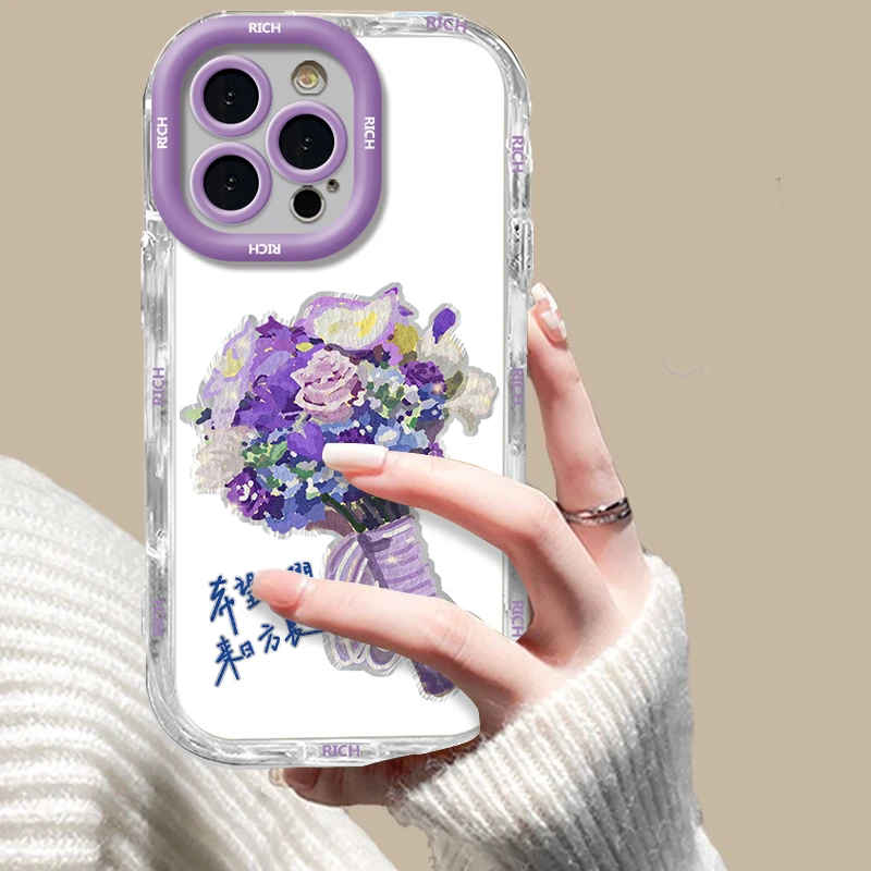 WCQ冠军手捧花适用iPhone16小米15华为苹果14promax手机壳羽纱