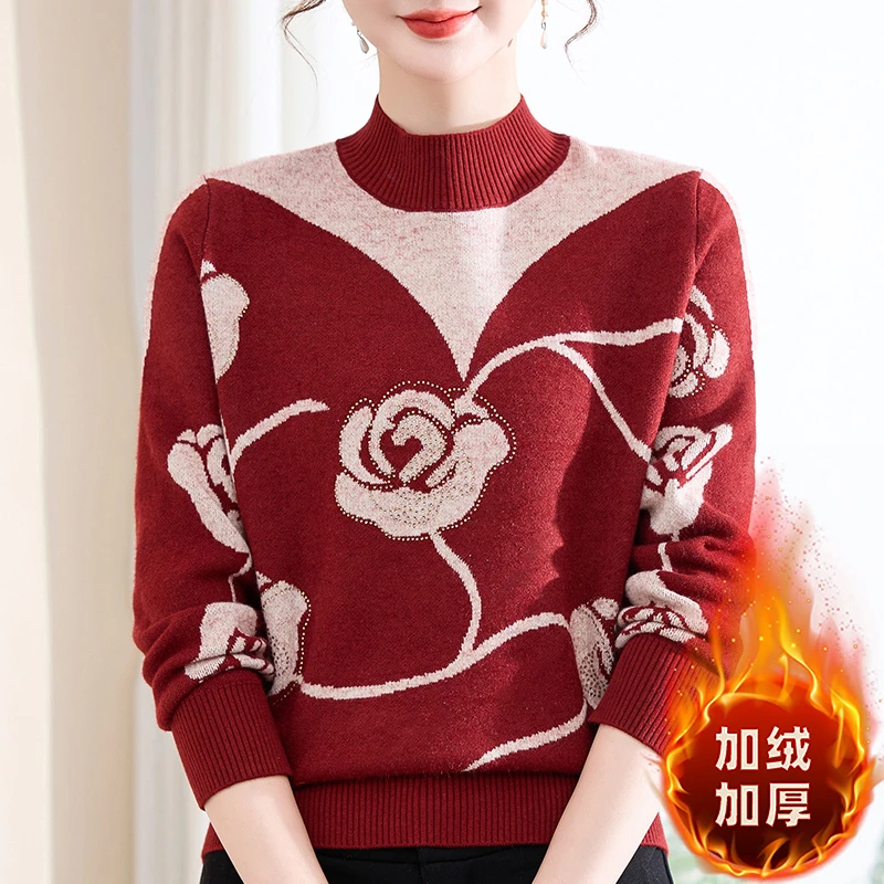 中老年冬季新品上衣加绒套装25299