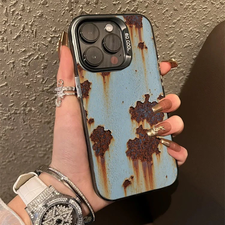 彩银生锈风适用苹果16ProMax手机壳15Pro苹果iPhone17女14防摔13P