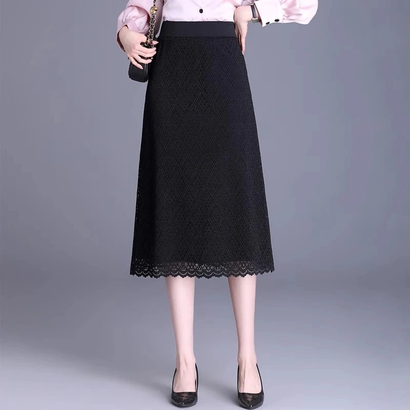 花边半身裙女垂坠感蕾丝裙子2025春夏新款a字包臀裙中长款一步裙