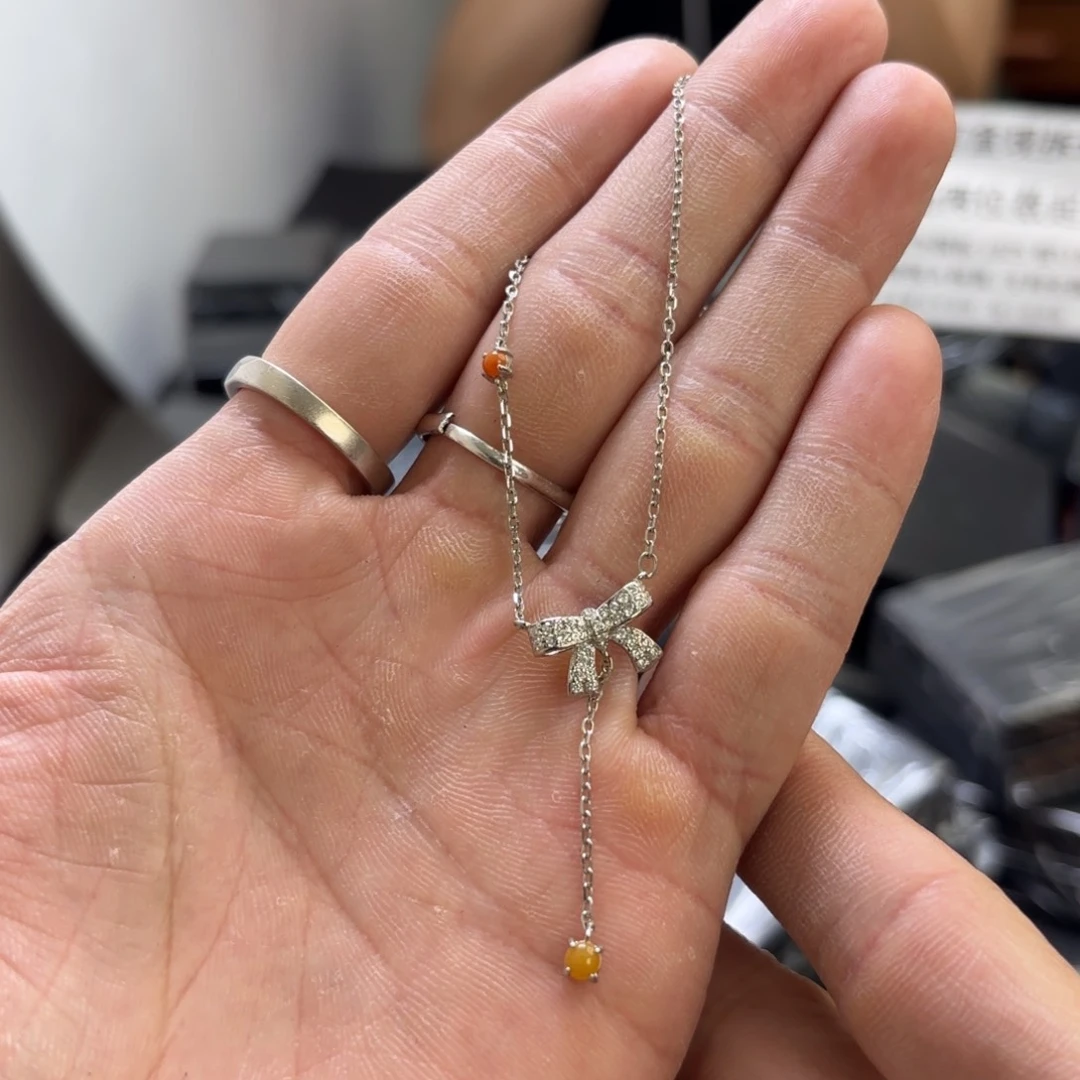 翡翠银S925镀金镶嵌颈饰
