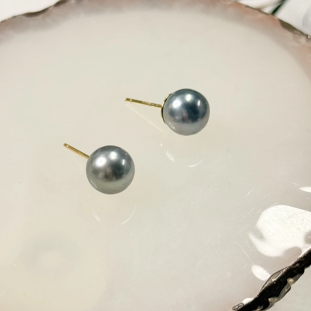 【六六中古】孤品天然海水珍珠s925耳钉ty2056珠子8.6