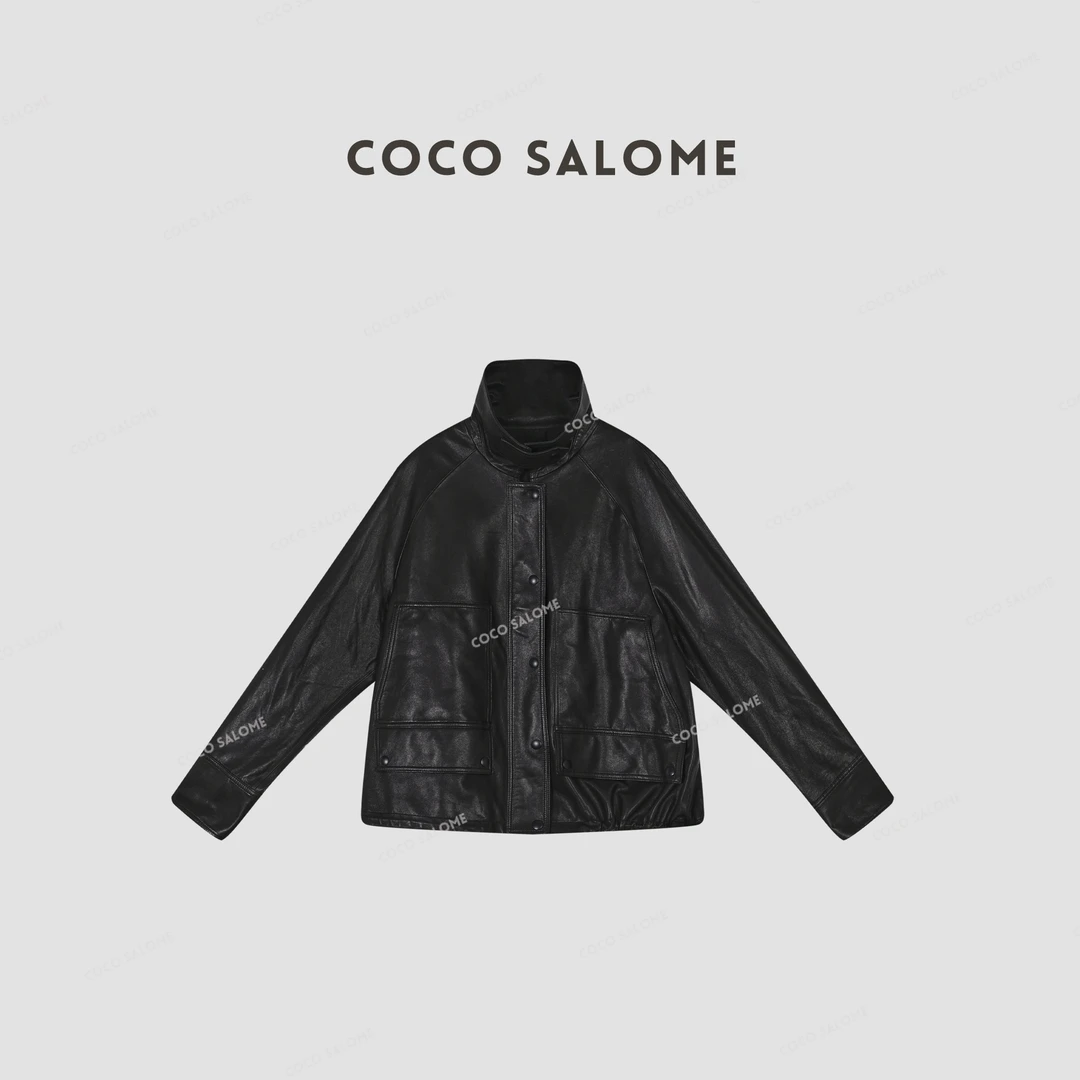 韩彬彬CS"反转巴黎"早春新款100%羊皮休闲轻奢皮衣0910-(16)