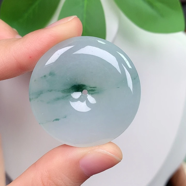 翡翠未镶嵌颈饰平安扣 35.4-6.2mm