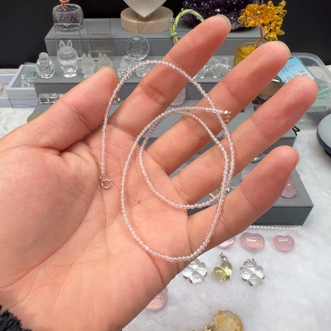 水晶眼镜未镶嵌白水晶加长小米链